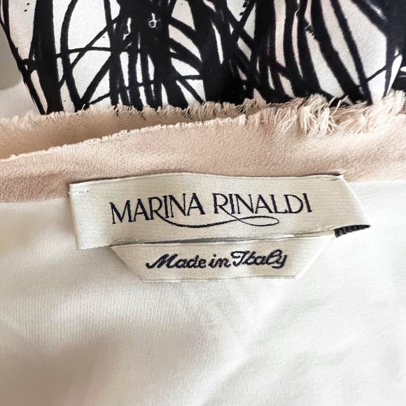 Marina Rinaldi Silk Satin Made In Italy Scoop Neck Abstract Print Pullover Dress - Picture 2 of 4